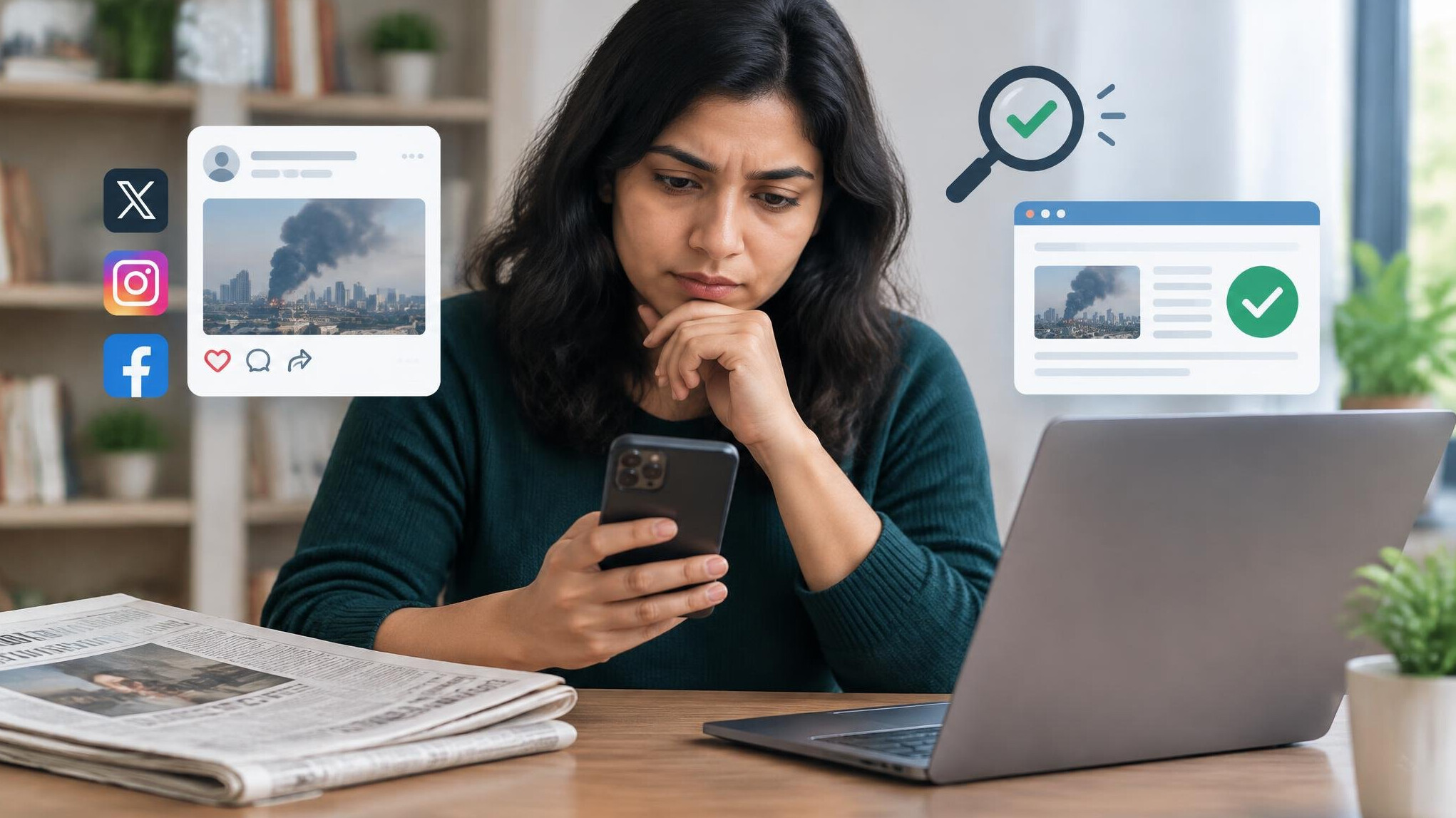 person checking news on phone