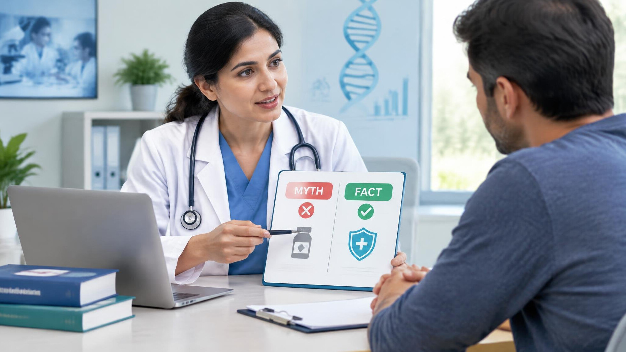 doctor explaining health facts